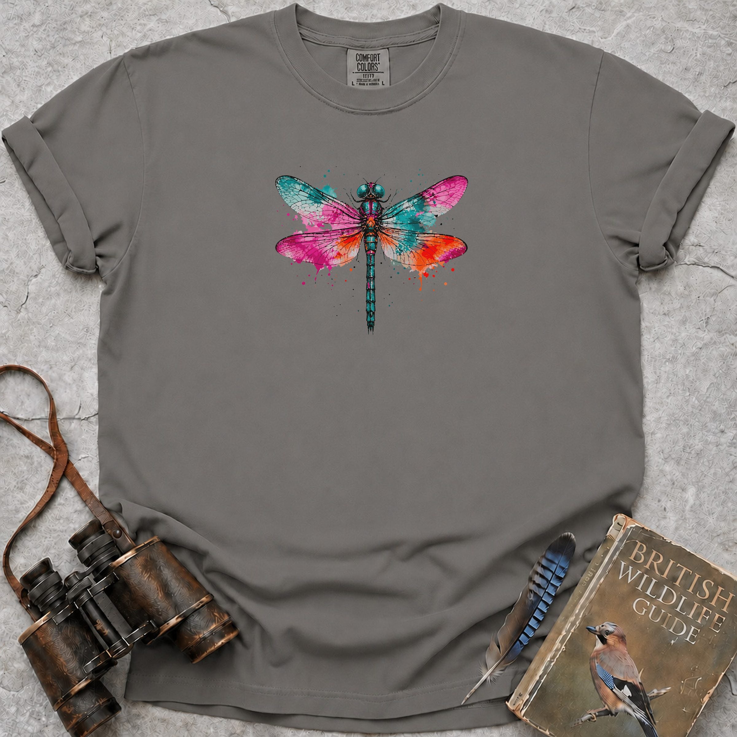 Watercolour Dragonfly T-Shirt — grey