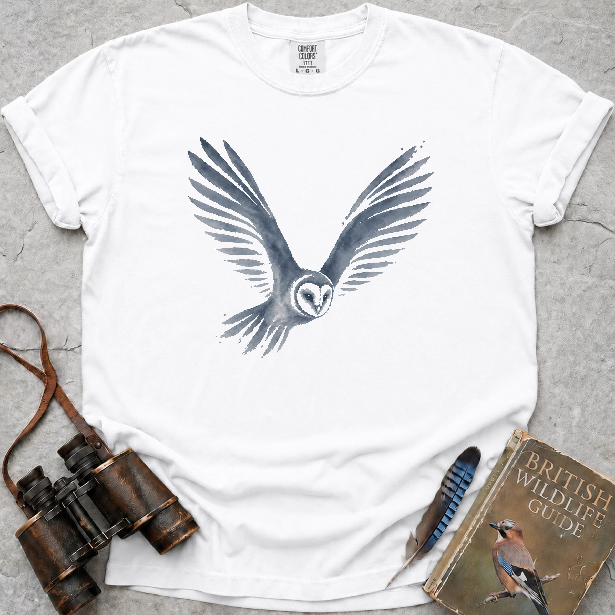 Watercolour Owl T-Shirt — white