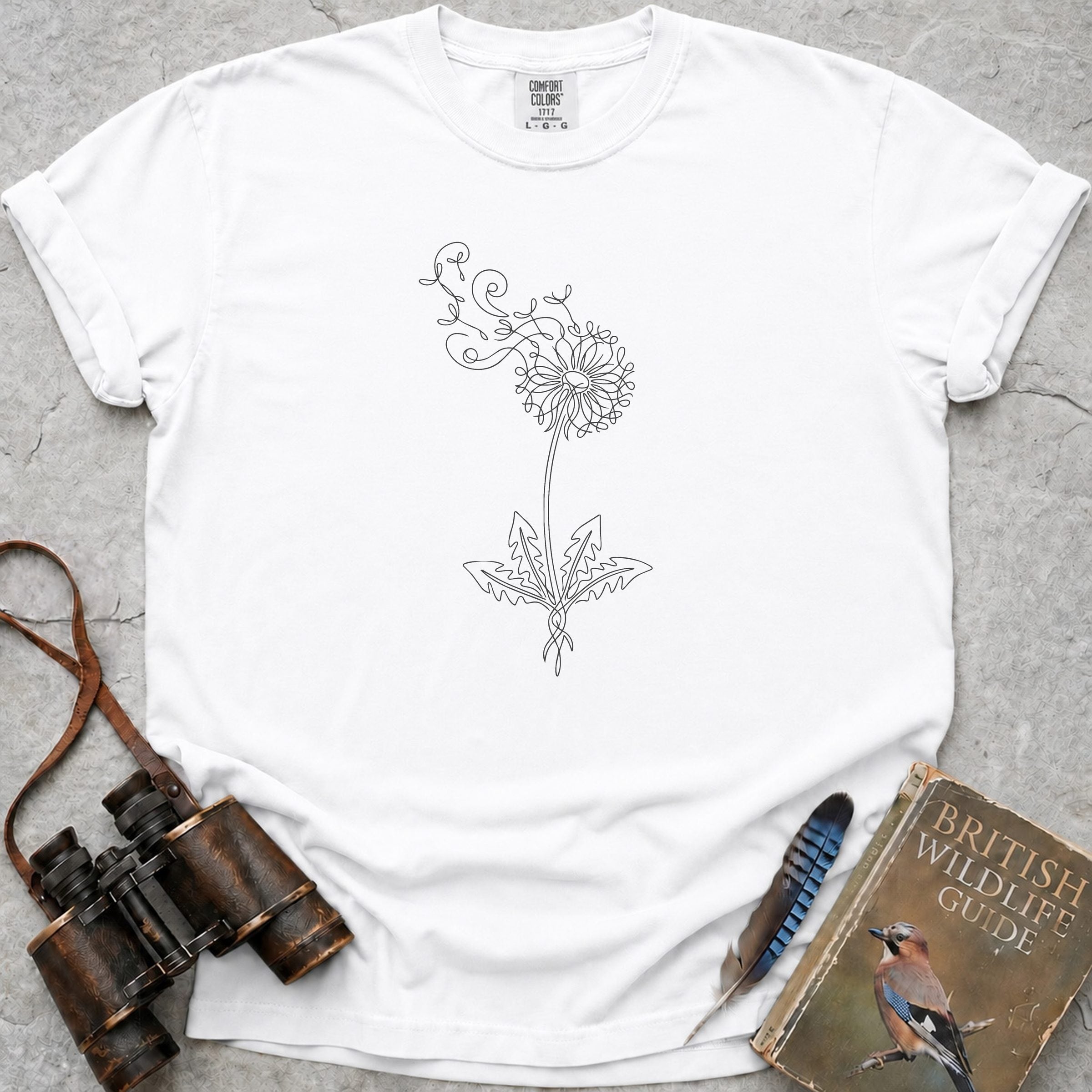 Whimsical Dandelion T-Shirt — white