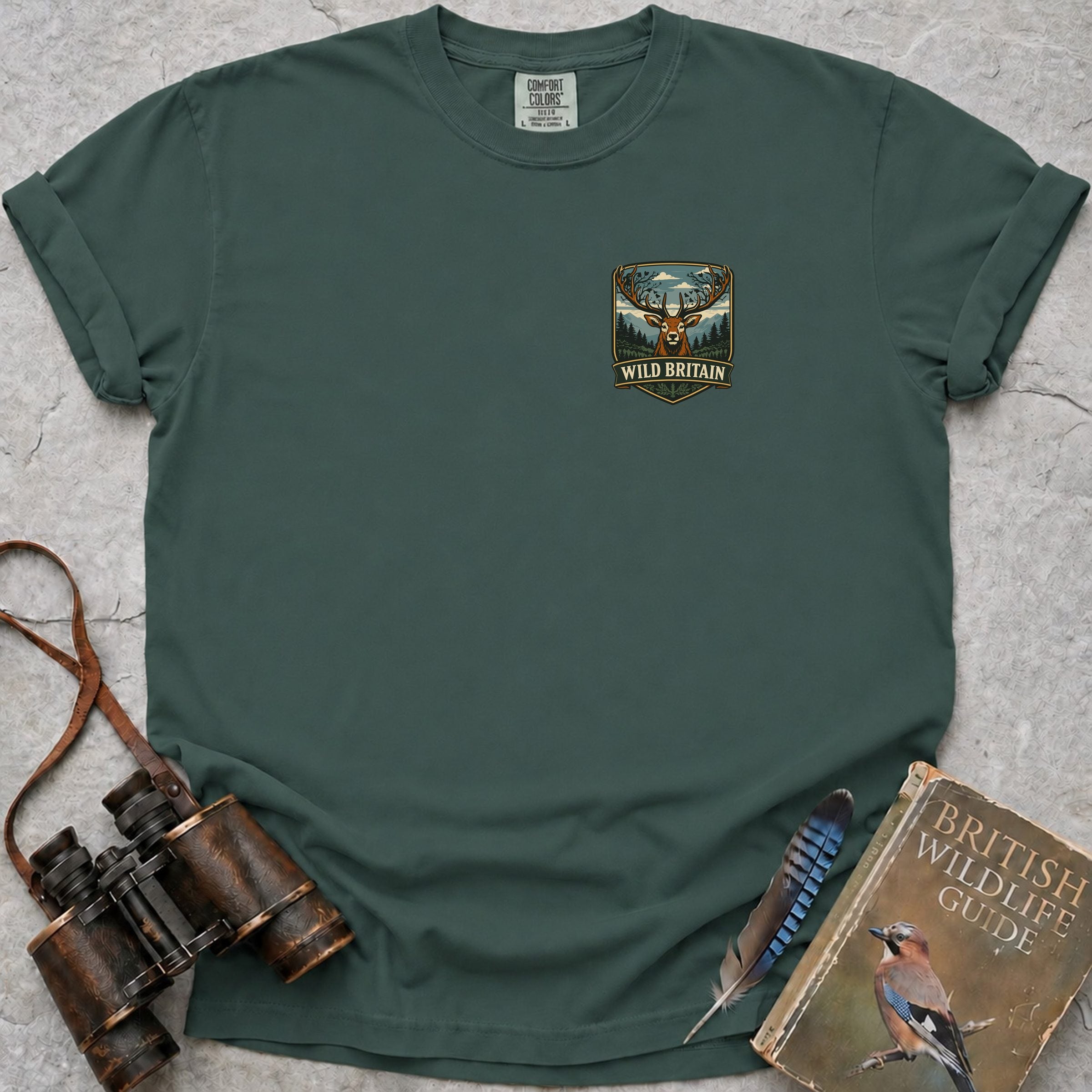 Wild Britain Badge T-Shirt — blue spruce