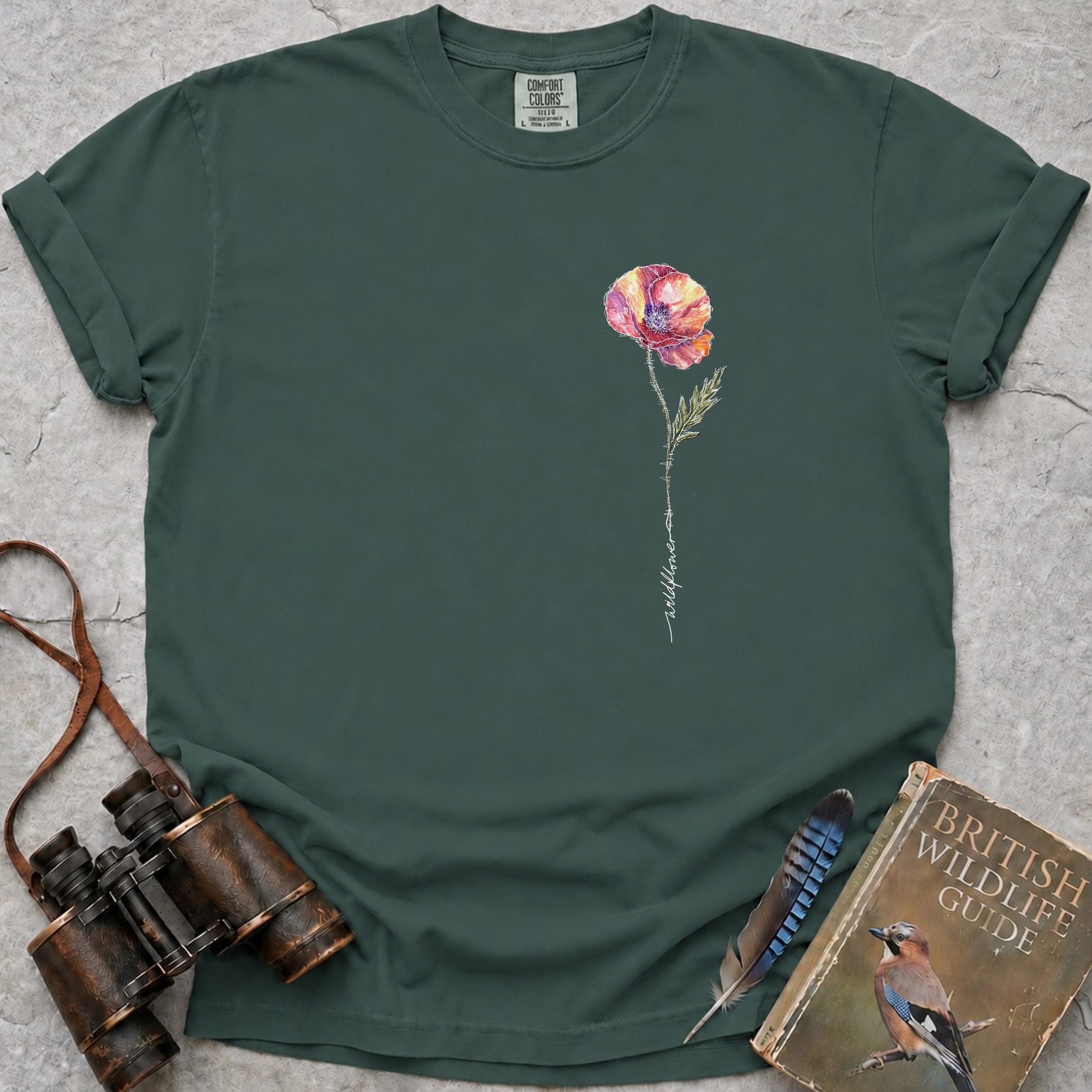 Wildflower Poppy T-Shirt — blue spruce