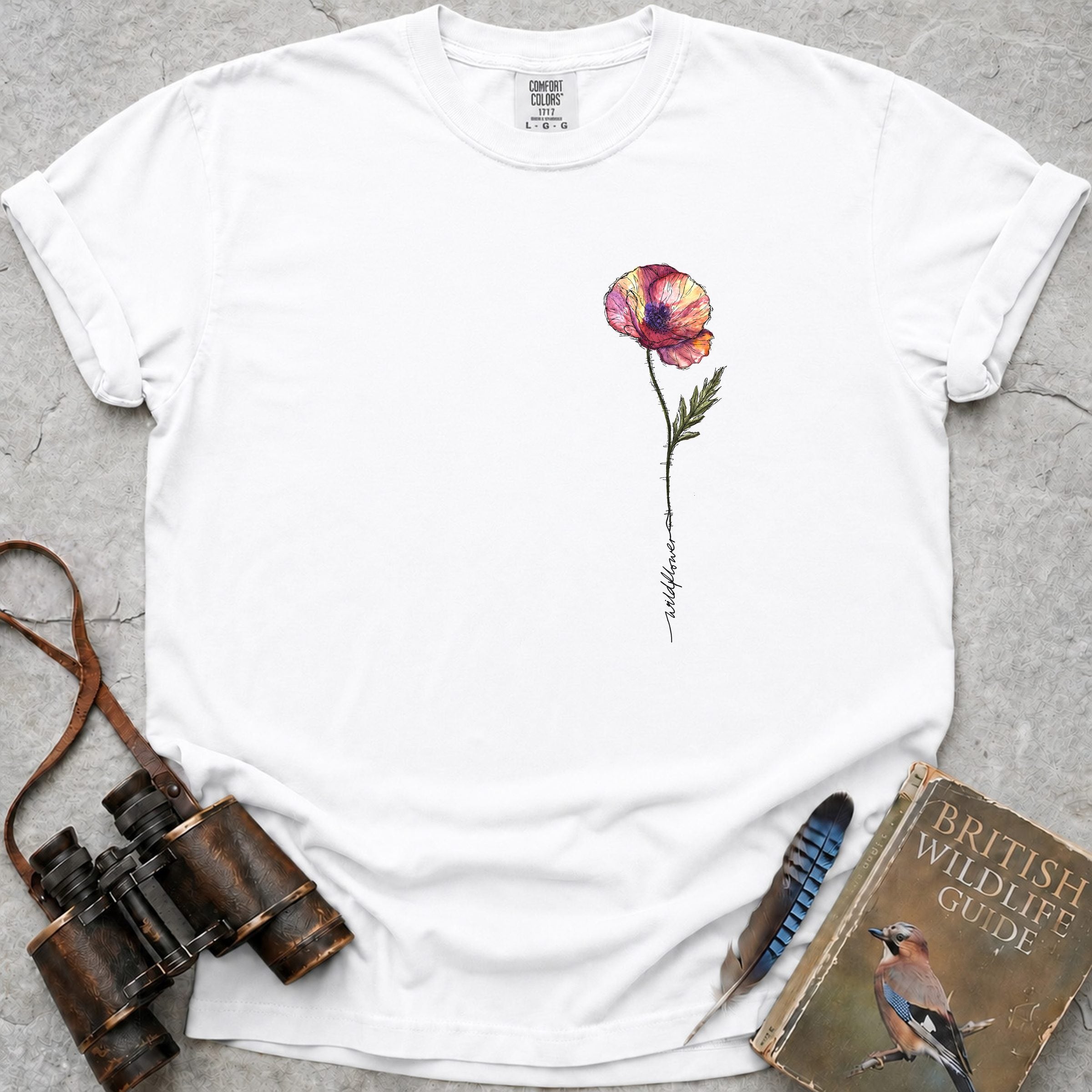 Wildflower Poppy T-Shirt — white