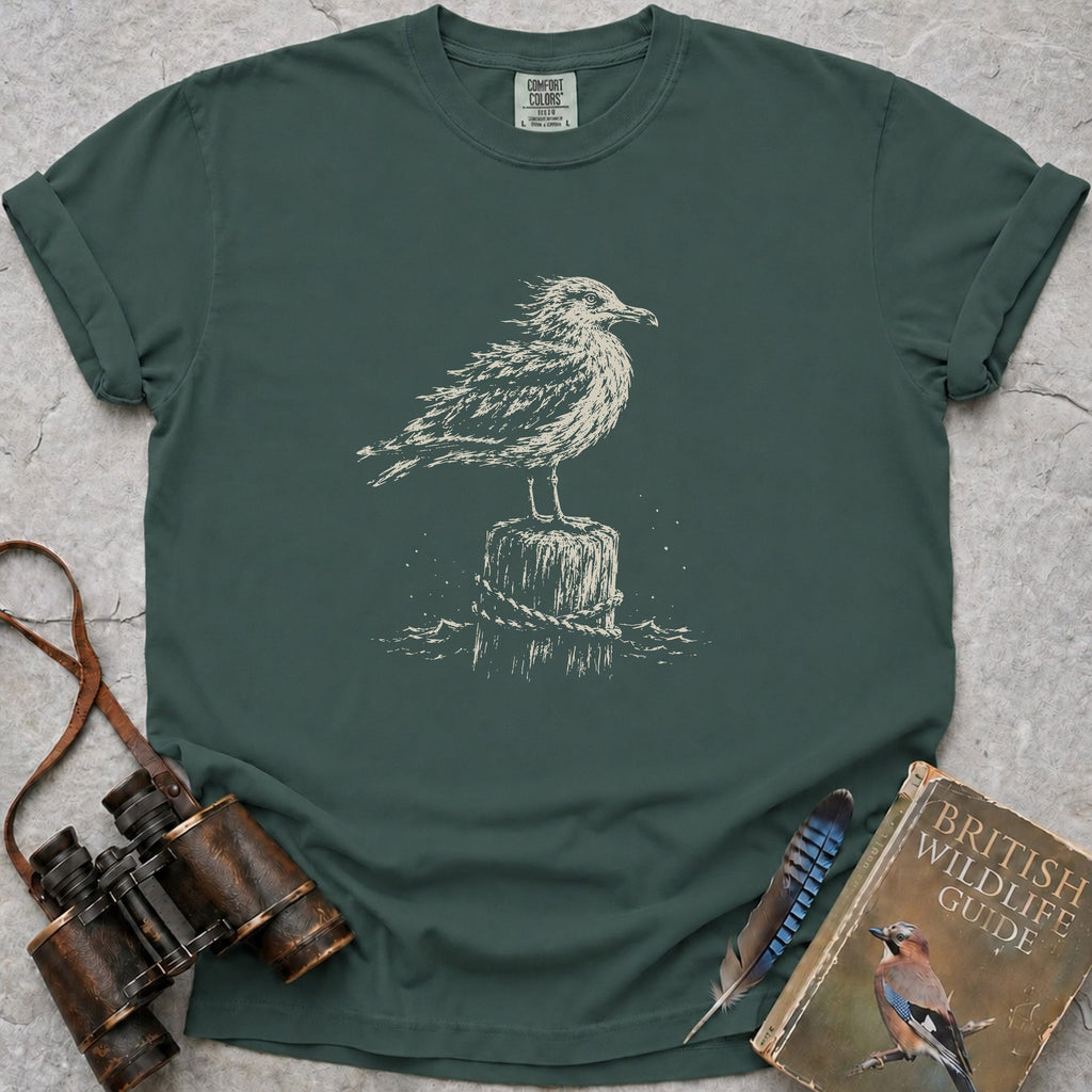 Windswept Seagull T-Shirt — blue spruce