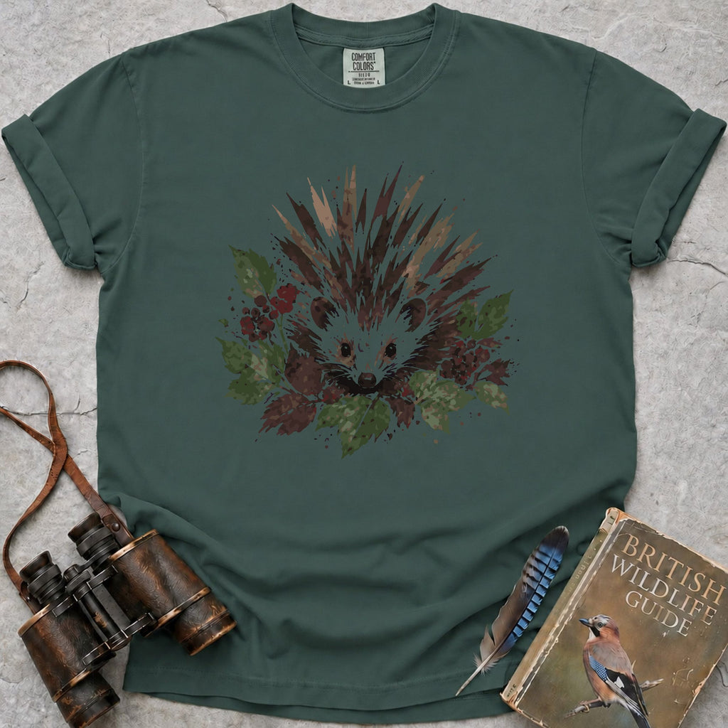 Woodland Berry Hedgehog T-Shirt — blue spruce