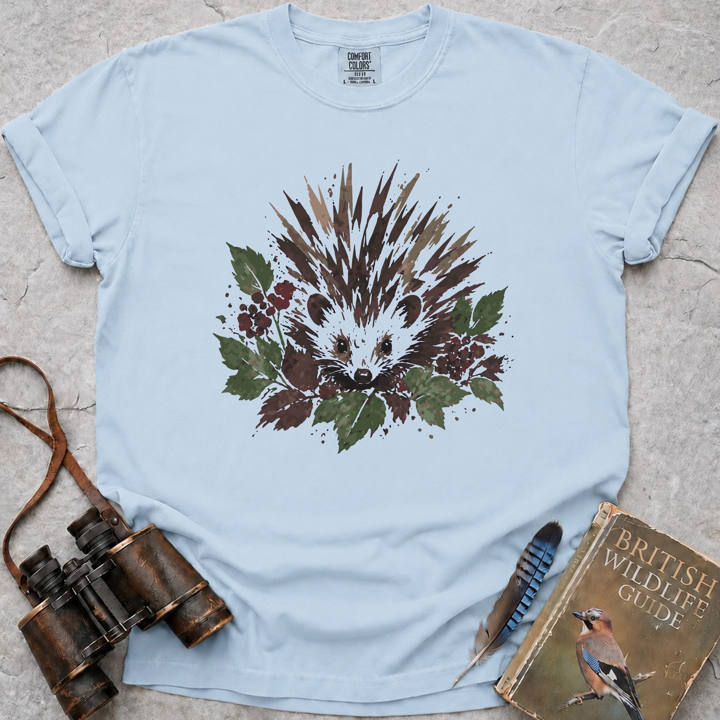 Woodland Berry Hedgehog T-Shirt — chambray