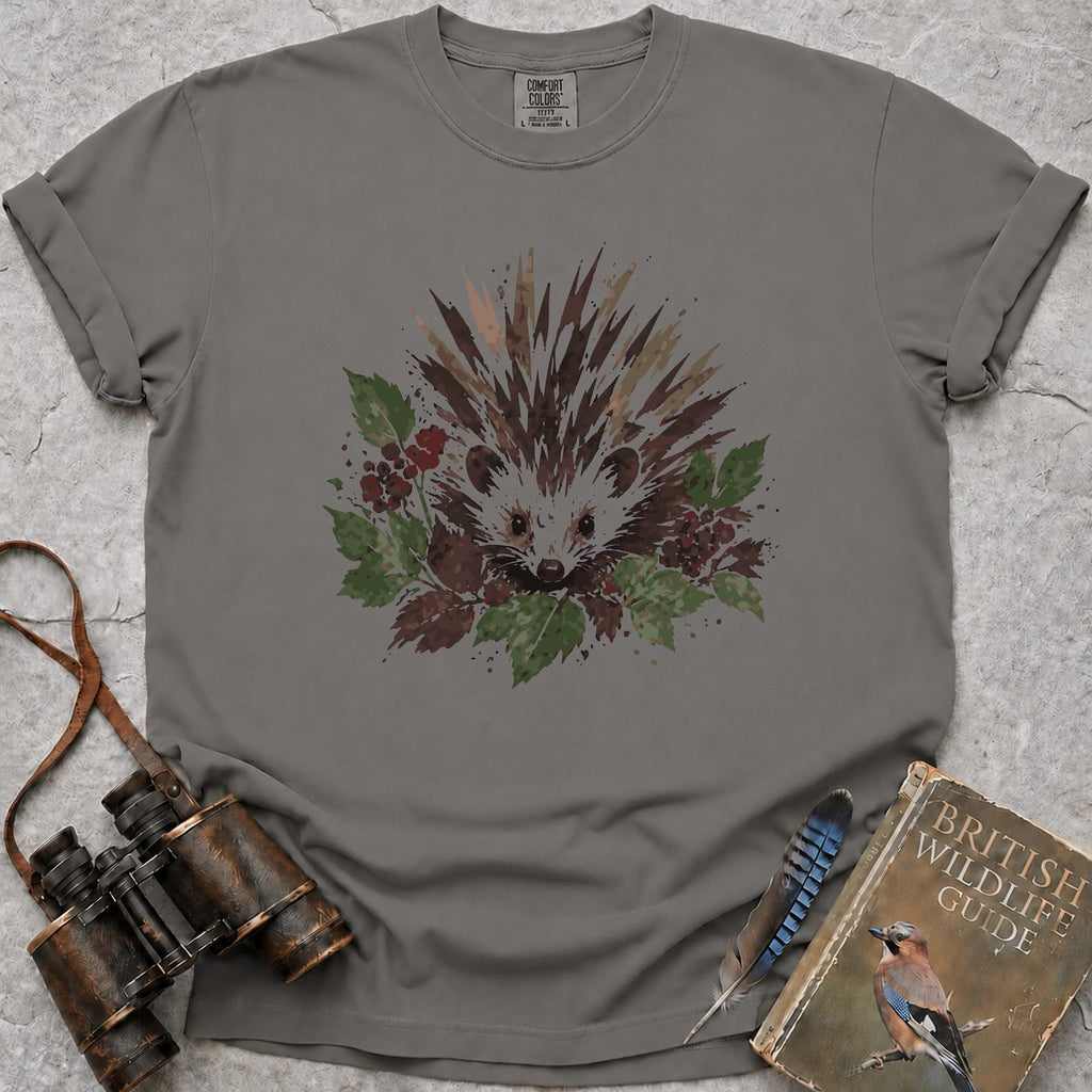Woodland Berry Hedgehog T-Shirt — grey