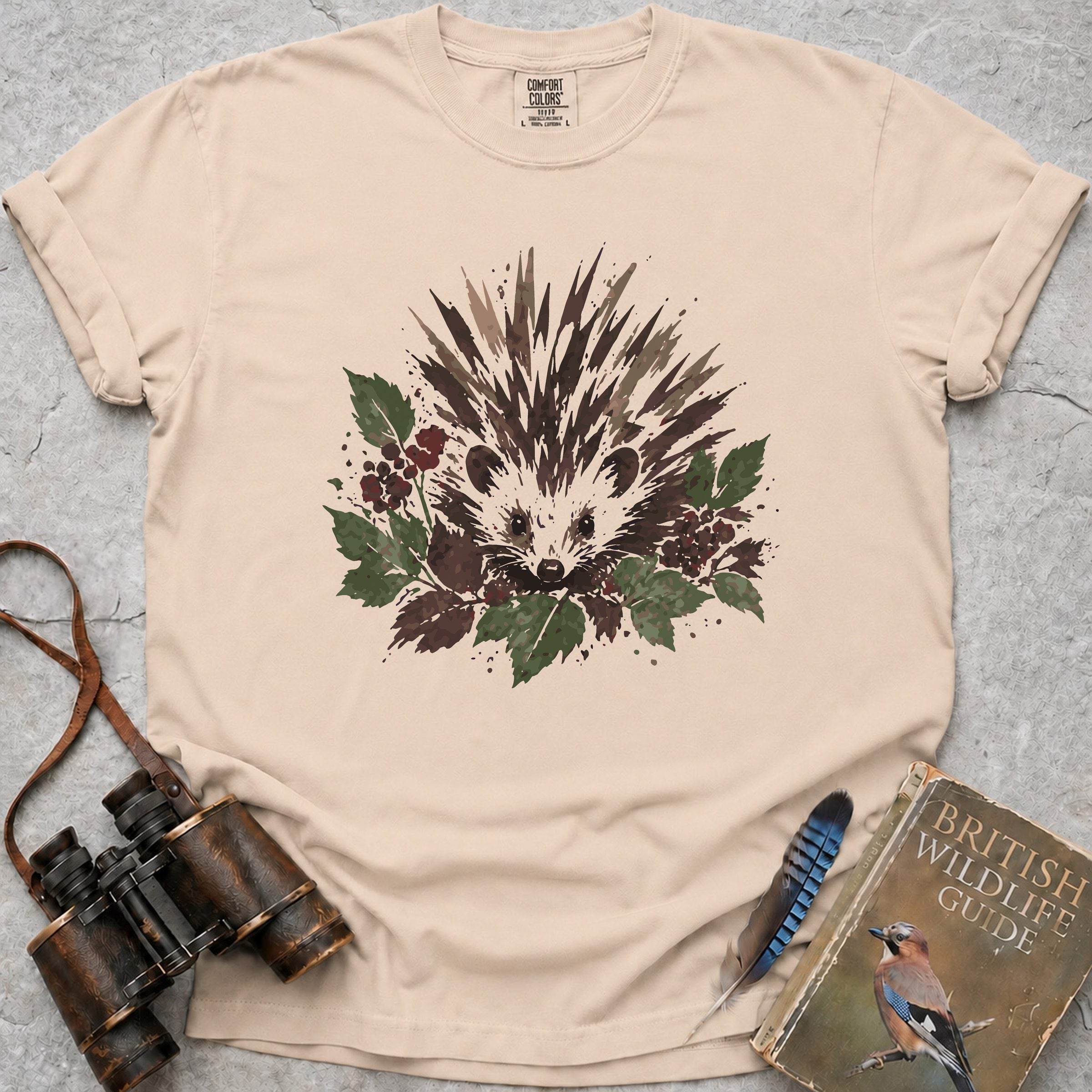 Woodland Berry Hedgehog T-Shirt — ivory