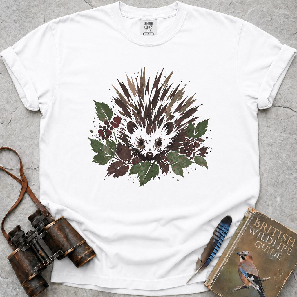 Woodland Berry Hedgehog T-Shirt — white