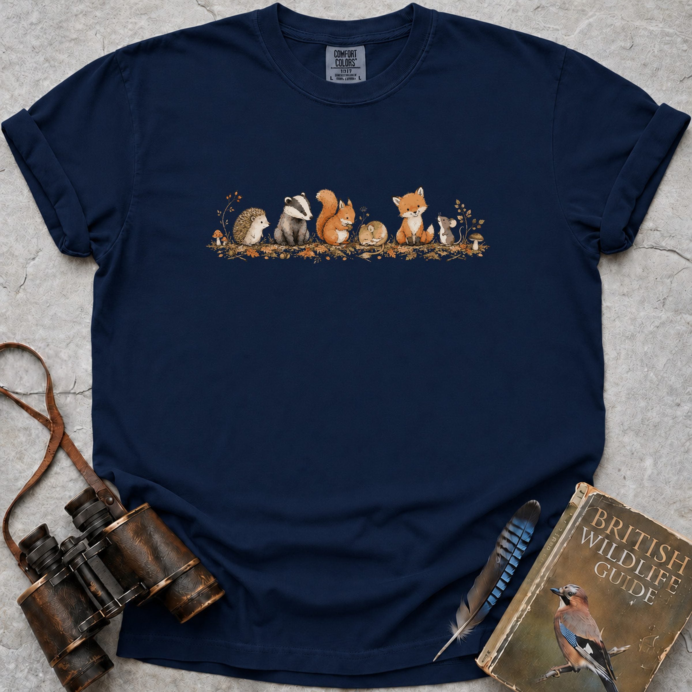 Woodland Characters T-Shirt — true navy